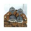Radiant Oxidized Silver look Black Color Zhumki Chandelier Earrings - Image 3