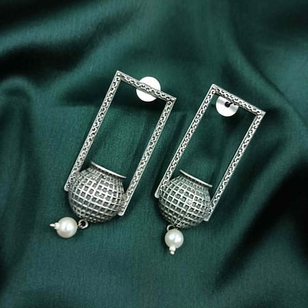Oxidised Silver  Trible Dangle Earrings