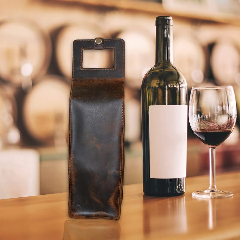 leather wine bottle holder