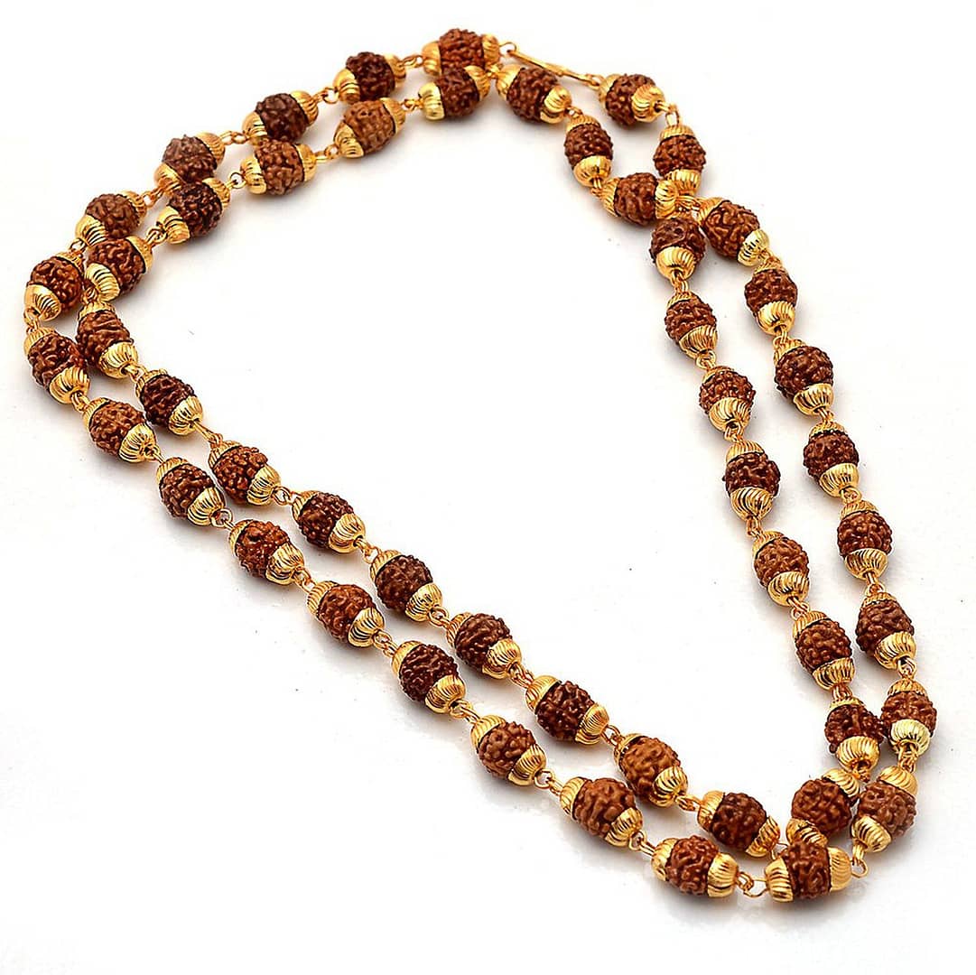 Original Rudraksha Mala with Golden Caps